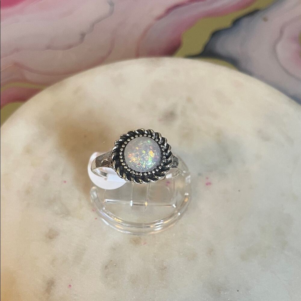 Elegant Silver Opal Ring 9